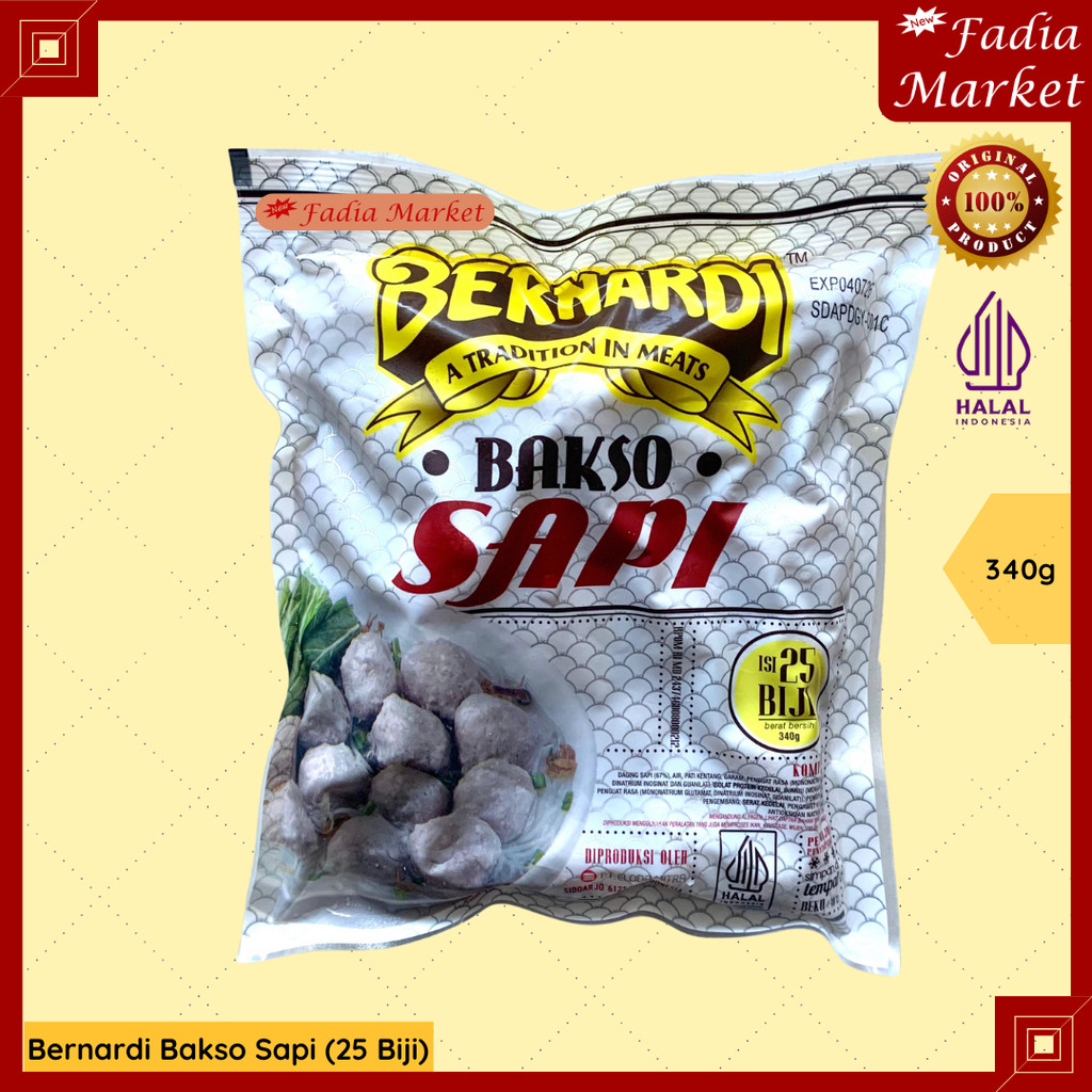 

Bernardi Bakso Sapi Halus Beef Meatball Frozen Food 340g 25 Biji