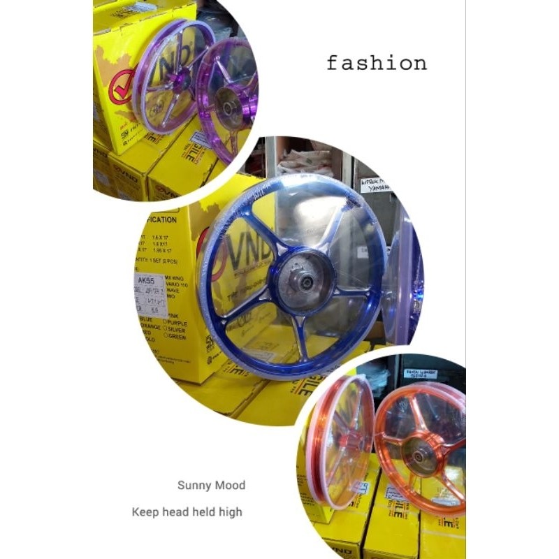 Velg VND Ak55 Jupiter MX,GL,CB,Dll Black,Red,Dll /Vleg VND Enkei Ak55 Jupiter z Tromol Besar