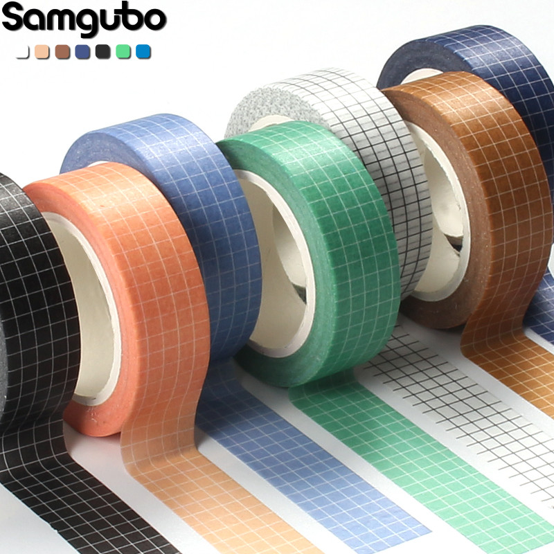 

10M Pure Color Grid Washi Tape Set Masking Tape Journaling Supplies Washy Tape Organizer Washitape Stationery Sticker Scrapbook