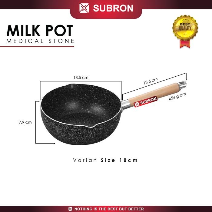 SUBRON Panci Susu Medical Stone Tanpa Tutup 18cm 20cm Anti Lengket - 18cm Subron Panci - Panci Susu 