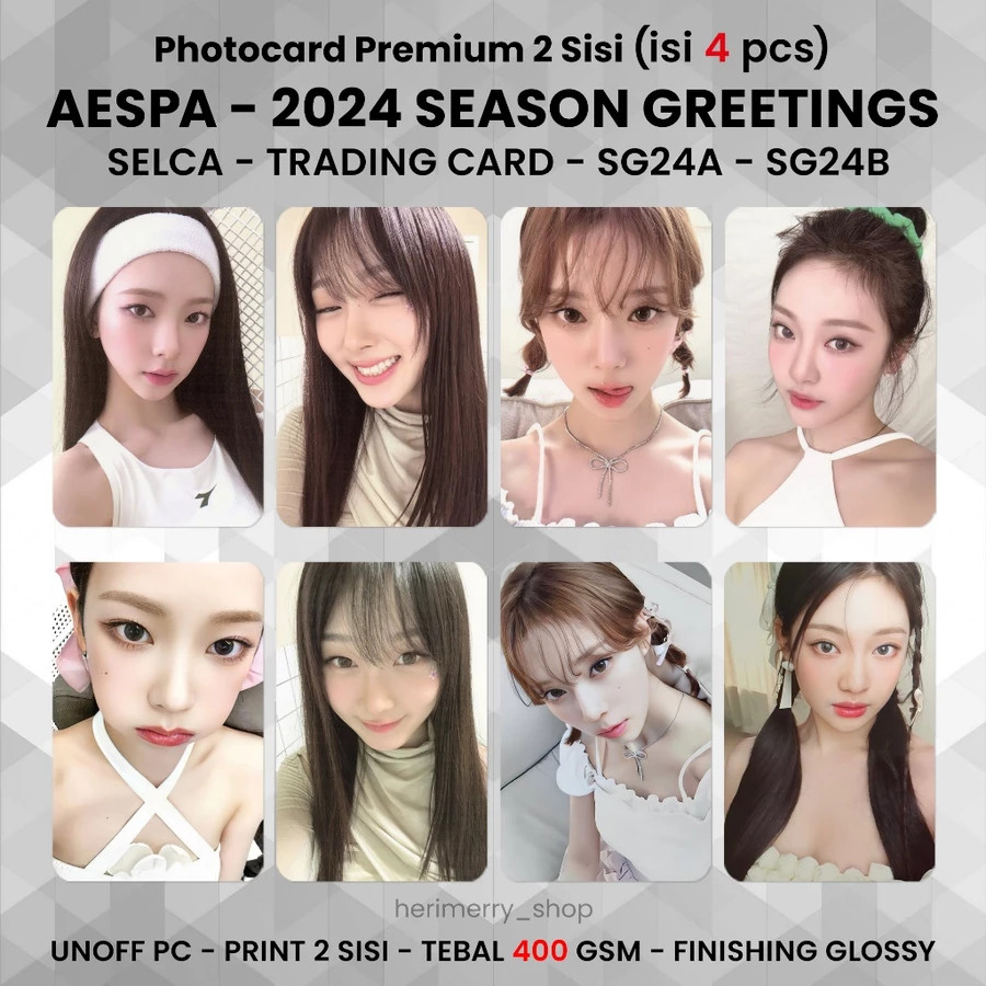 (ISI 4 PCS) Flashcard AESPA 2024 Season Greeting 2025 - Potocard PC aespa 2 Sisi Kartu Kpop Merch