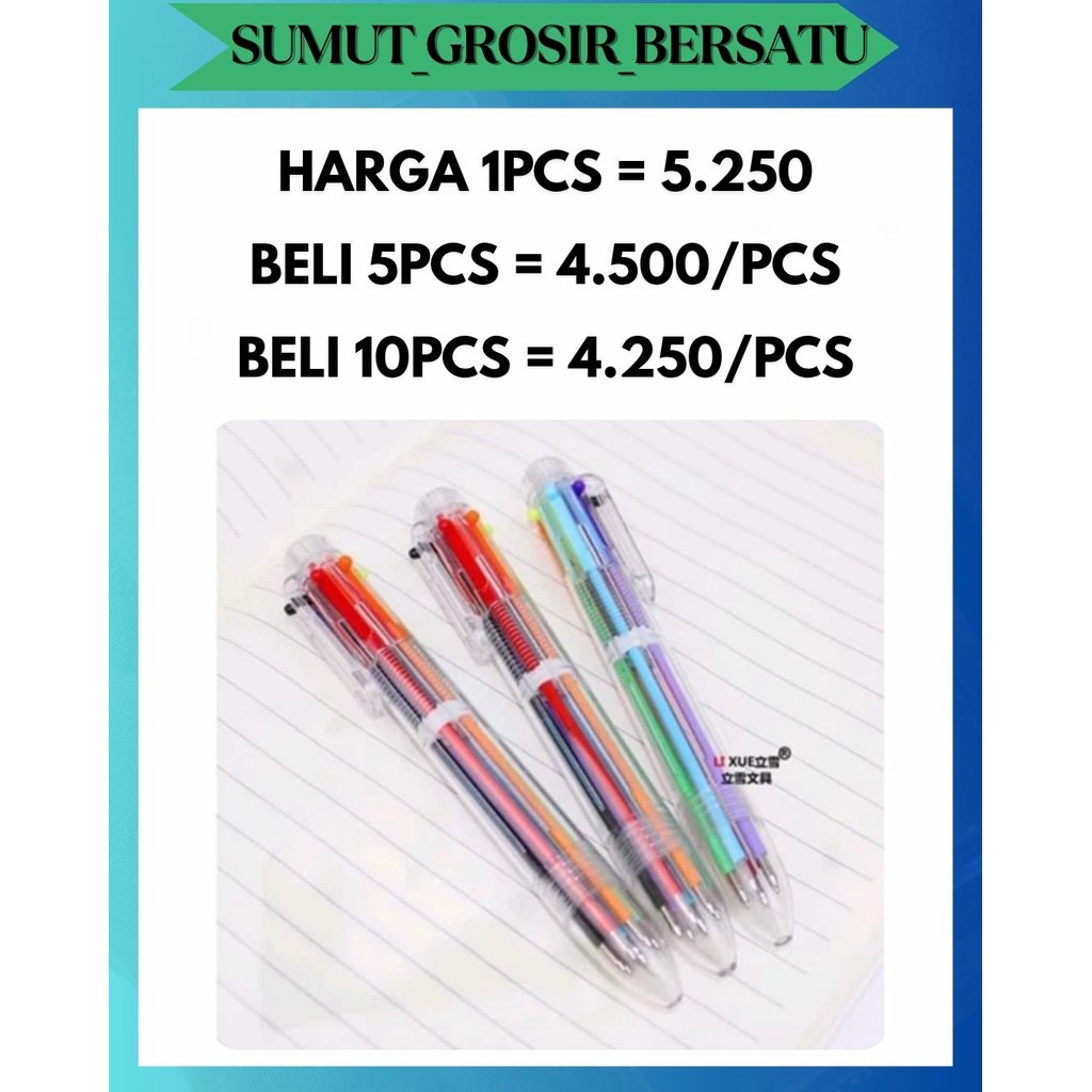 

SGB PULPEN 6 WARNA ISI TINTA 6IN1 PENA 0.5MM / BALLPOINT PERLENGKAPAN MENULIS MULTICOLOR PEN