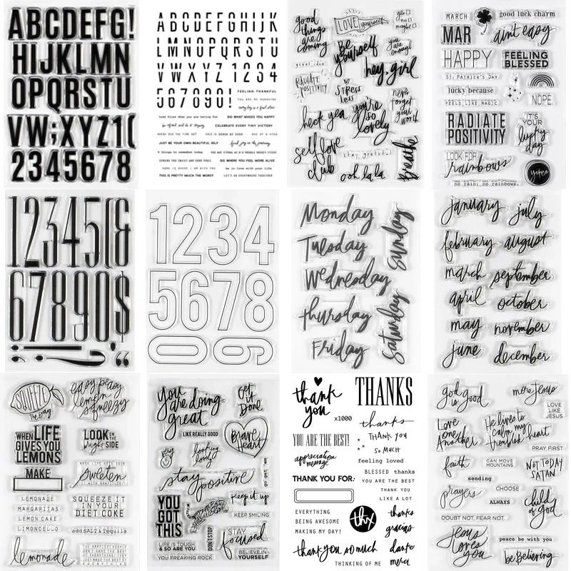 

2024 New English Clear Stamp Feb Mar Apr Monthly Sentiments Transparent Stamps For DIY Scrapbooking/Photo Album Decor Stamps