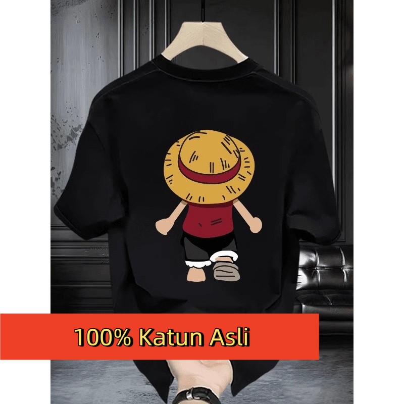 Hits Terlaris, Kaos Pendek Cetak Anak Topi Jerami, Gaya Animasi, Cocok untuk Fans One Piece