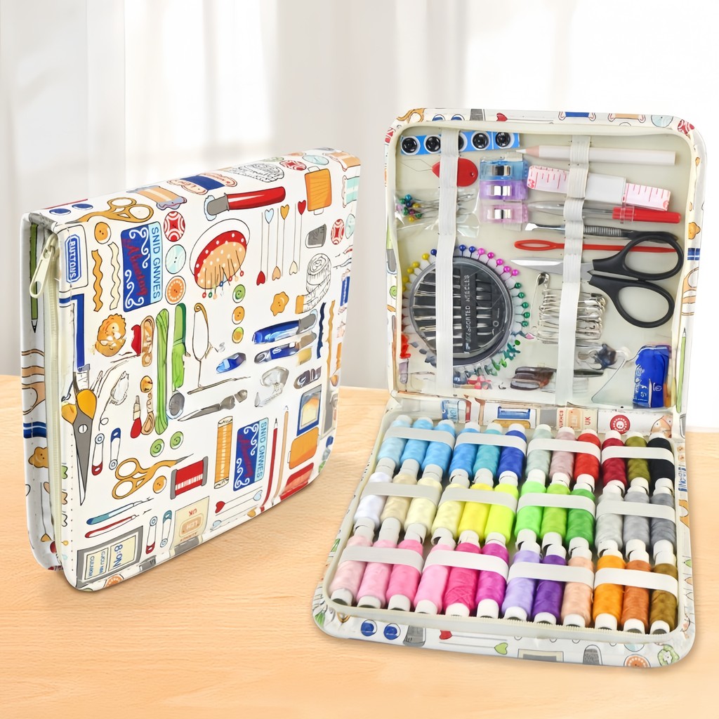 

color Sewing Kit with Threads Needles Scissors Tape Measure Buttons for Year-Round Craft DIY Embroidery Handwork Sewing Tool Set