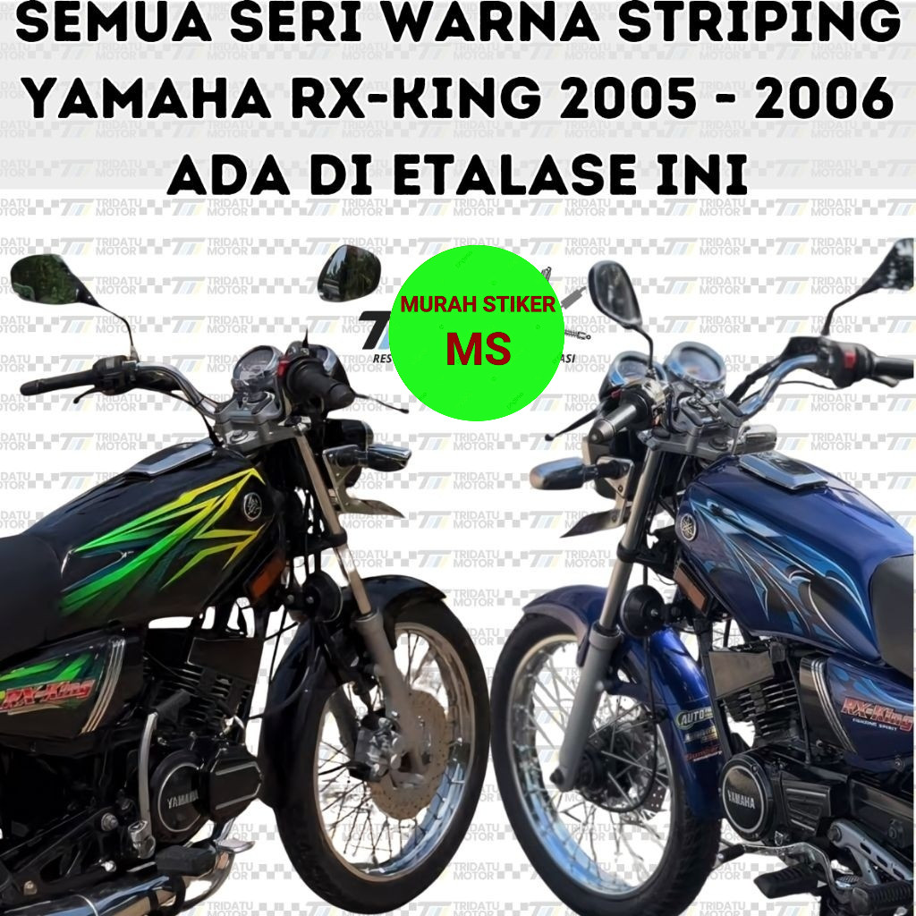 STRIPING YAMAHA RX KING HIJAU BIRU HITAM 2005 STICKER RX-KING BIRU HIJAU 2005 BERLAMINASI KUALITAS O