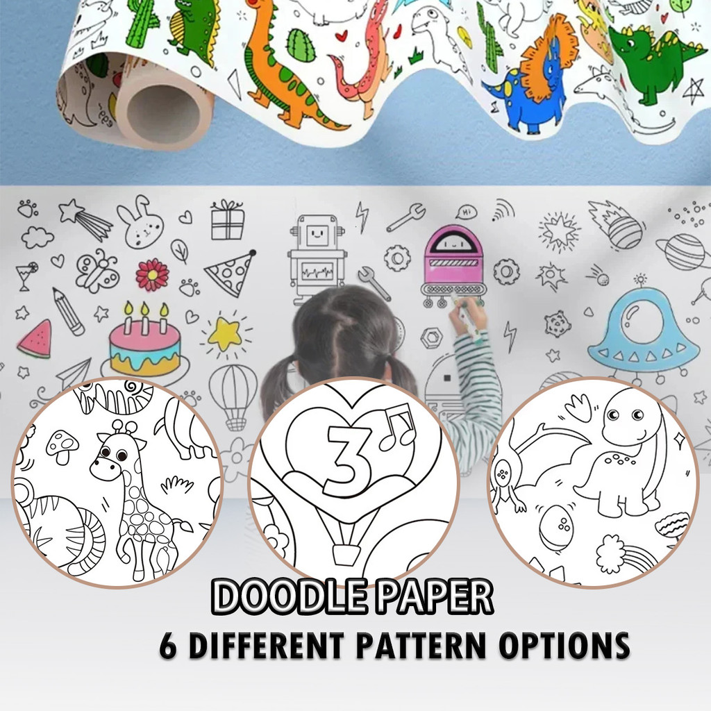 

Gulungan Kertas Edukasi Anak 3Meter Gulir Grafiti Mewarnai Mainan DIY Lukisan Potong Kertas