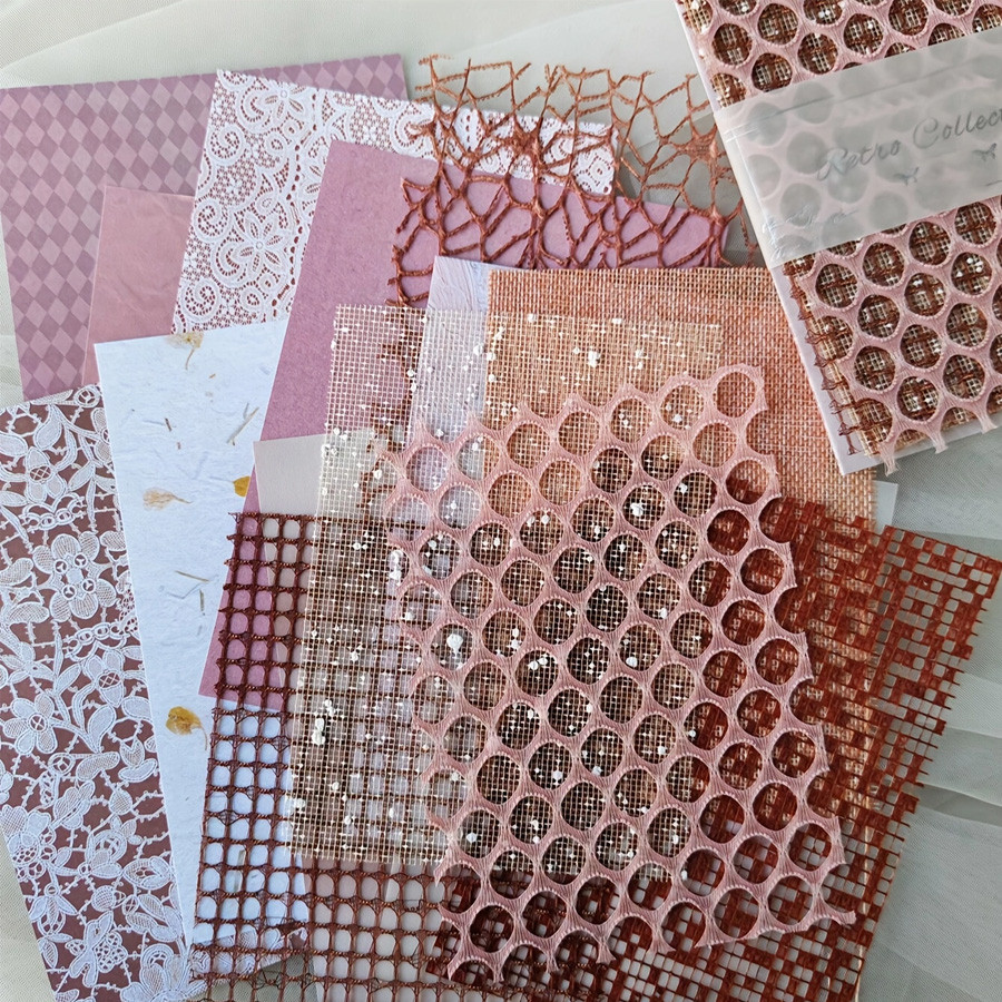 

1 pack of 15 pages of mixed textured material paper, multi-material material paper, Diy material paper in magazine -Office