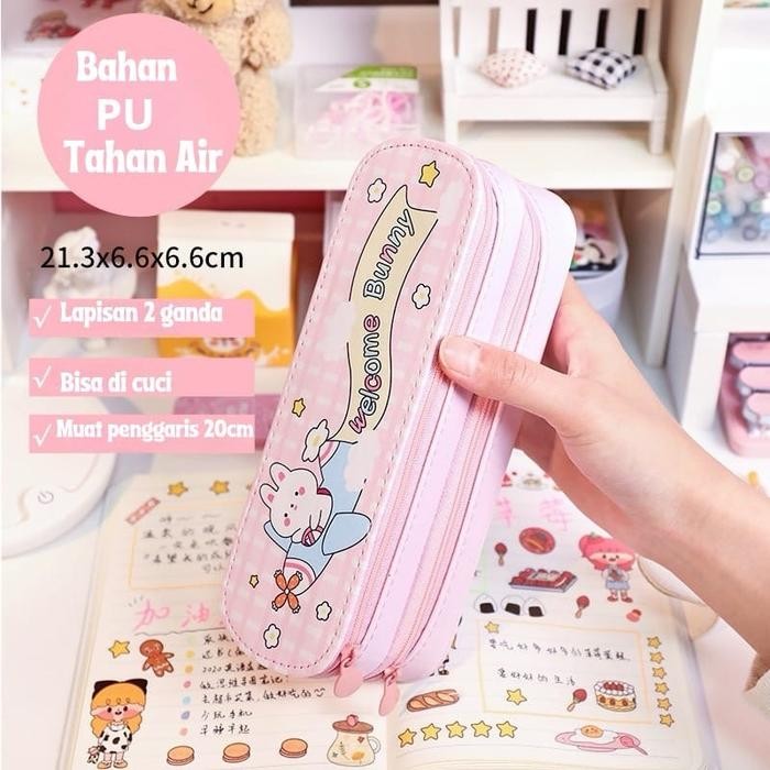 

Sale Kotak Pensil 2 Layer Motif karakter waterproof importt - Welcome Bunny-Pink Tbk