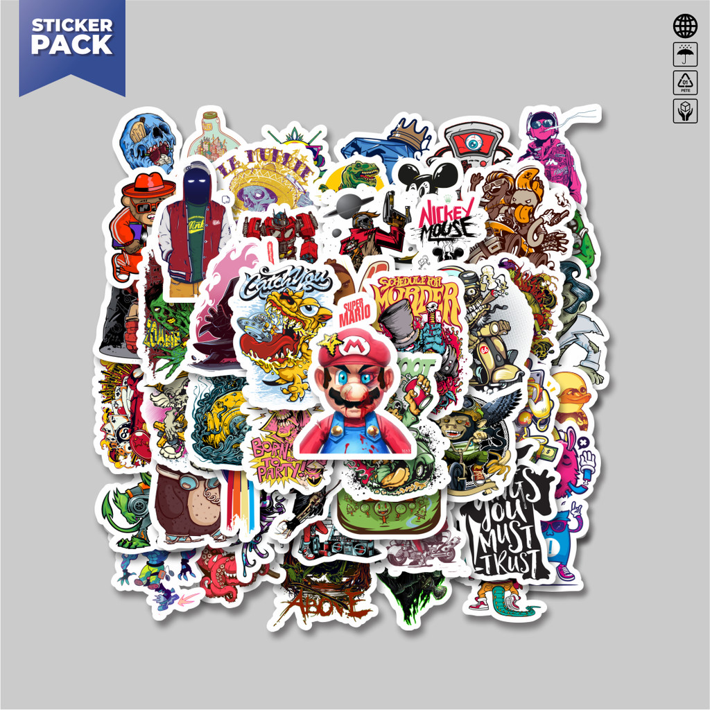 

[100PCS]Stiker Pack Stiker Grafiti Retro Art Character 3 Aesthetic Vinyl Anti Air Dekorasi Sticker Laptop Buku Journal Koper Helm Casing HP Gitar Helm Skateboard