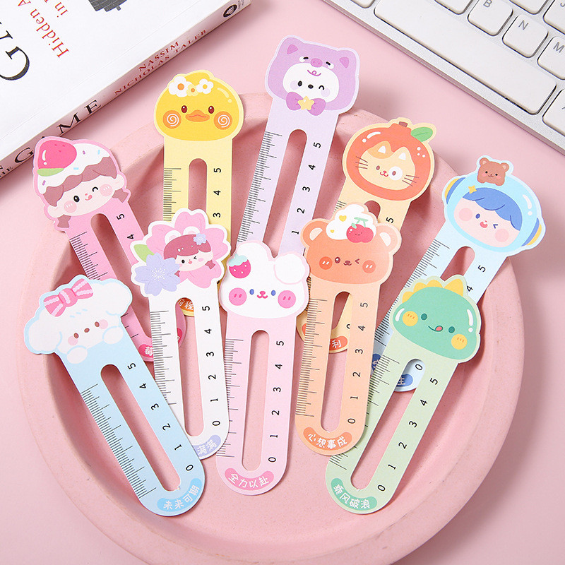 

50PCS Cute Cartoon Animal Bookmarks Dual-Purpose Bookmark Rulers Book Clip Accessories Student Stationery School Supplies