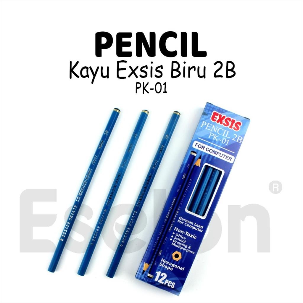 

❤️️12PCS Pensil 2B BIRU EXSIS PK-01 / 1 PAK Pensil Kayu EXSIS❤️️