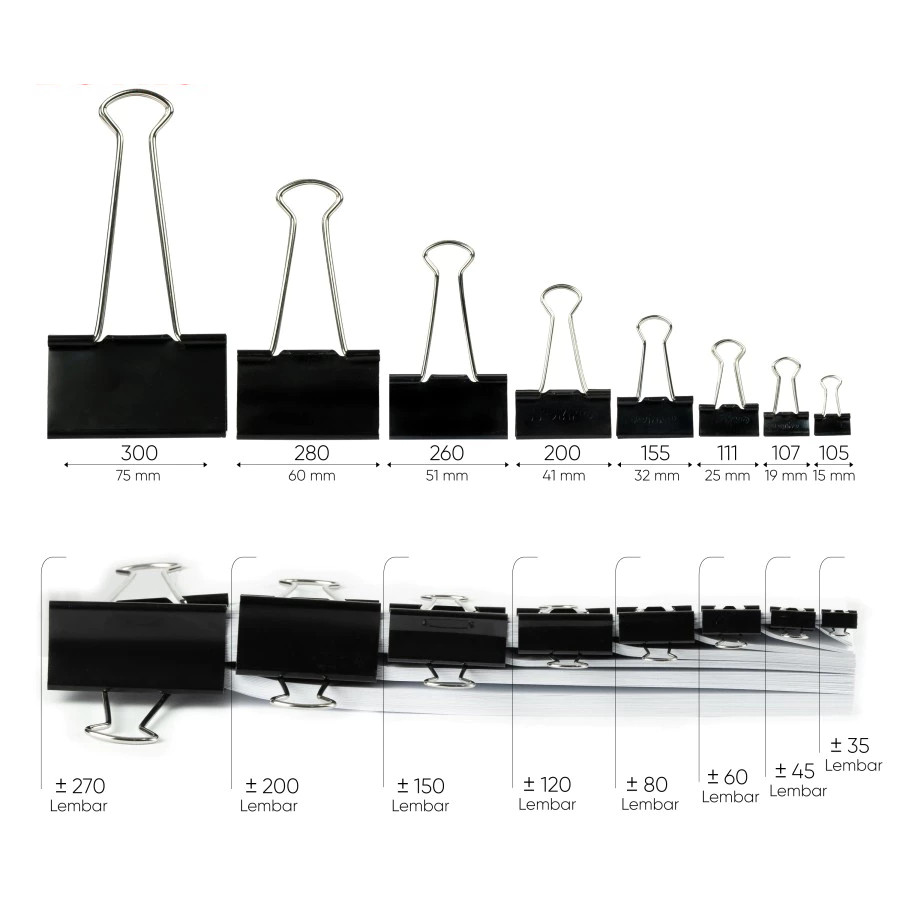 

Klip Penjepit Kertas Binder Clip File Berkas Alat Kantor