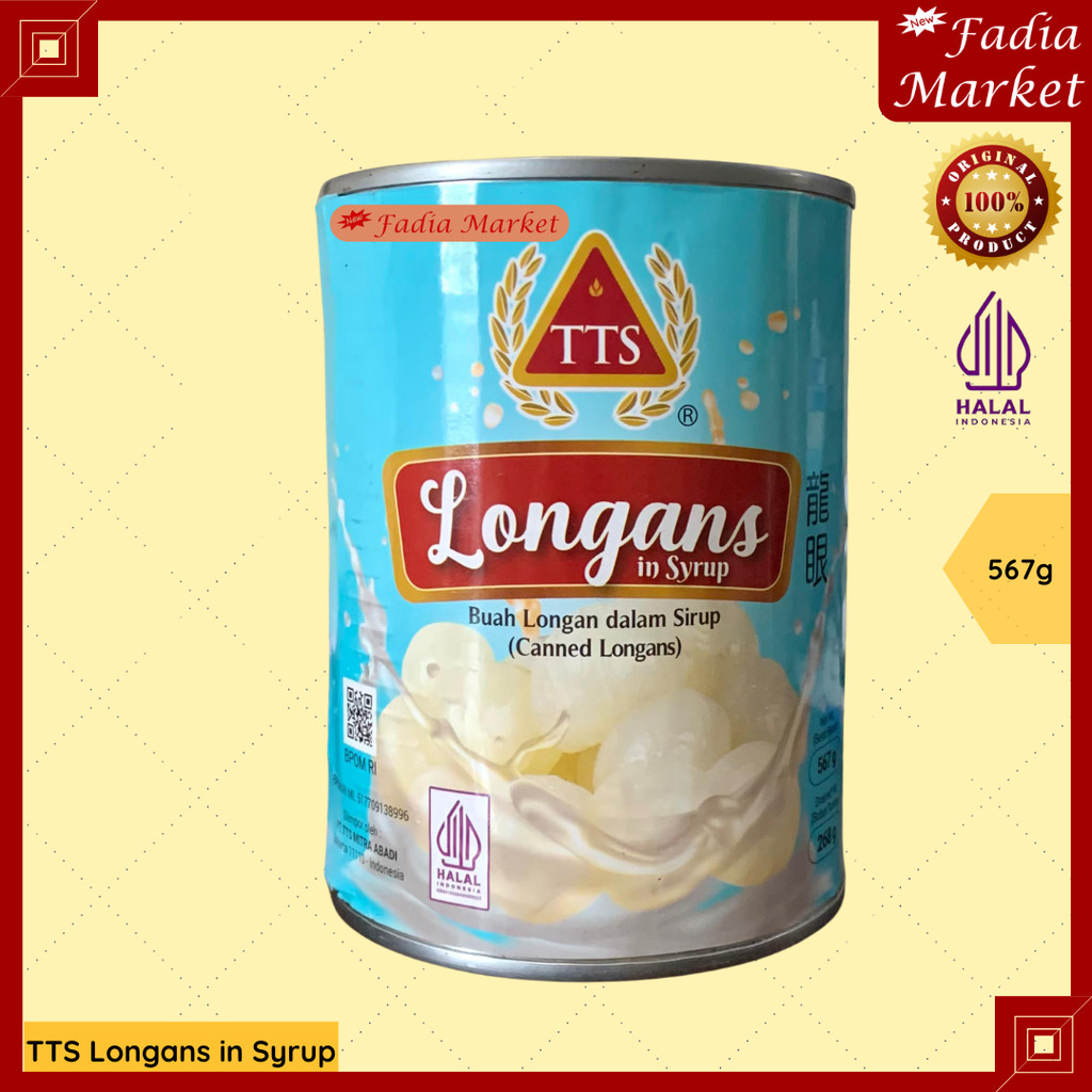 TTS Longan Kaleng 567g | Buah Kelengkeng Impor dalam Sirup Manis Halal | Canned Longans Import