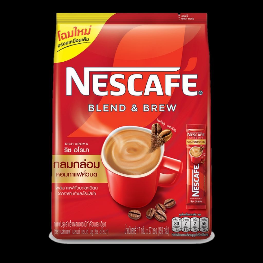 

Nescafe Rich Aroma Blend & Brew 3 in 1. Isi 27 sachet.