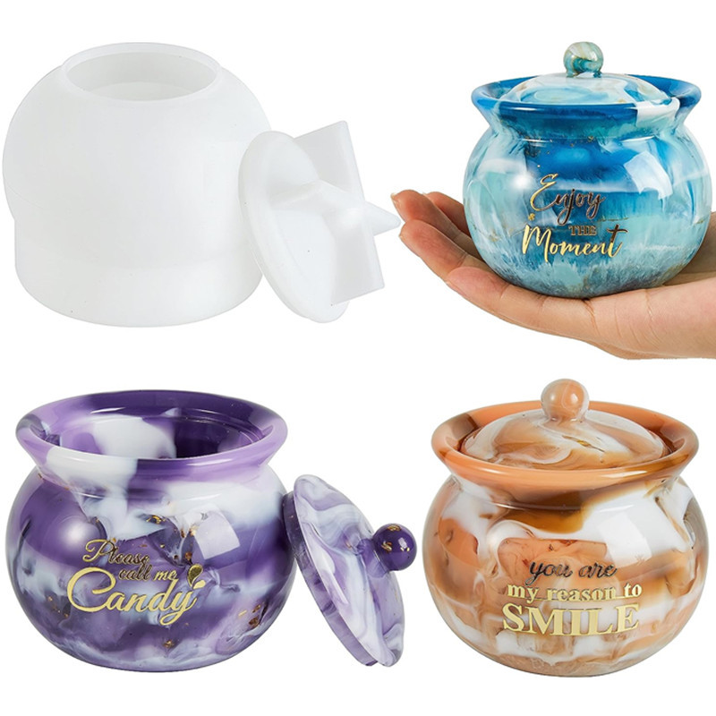 

Jars Resin Molds, Jar Silicone Molds with Lid, Epoxy Resin Casting Molds Jar Molds for Storage Box,Candy Jewelry Container