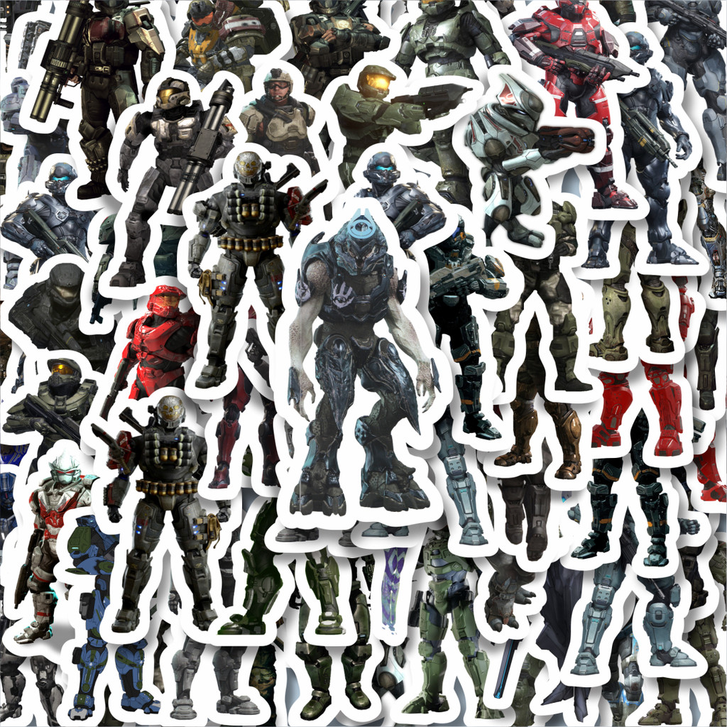 

100PCS Lucu Stiker Game Series Halo Karakter Mix 2 Stiker Aesthetic Stiker Anti Air Stikers Berperekat Waterproof sticker decal buat Motor Helm Buku Journal Koper Casing HP Laptop Botol Minum Hadiah anak