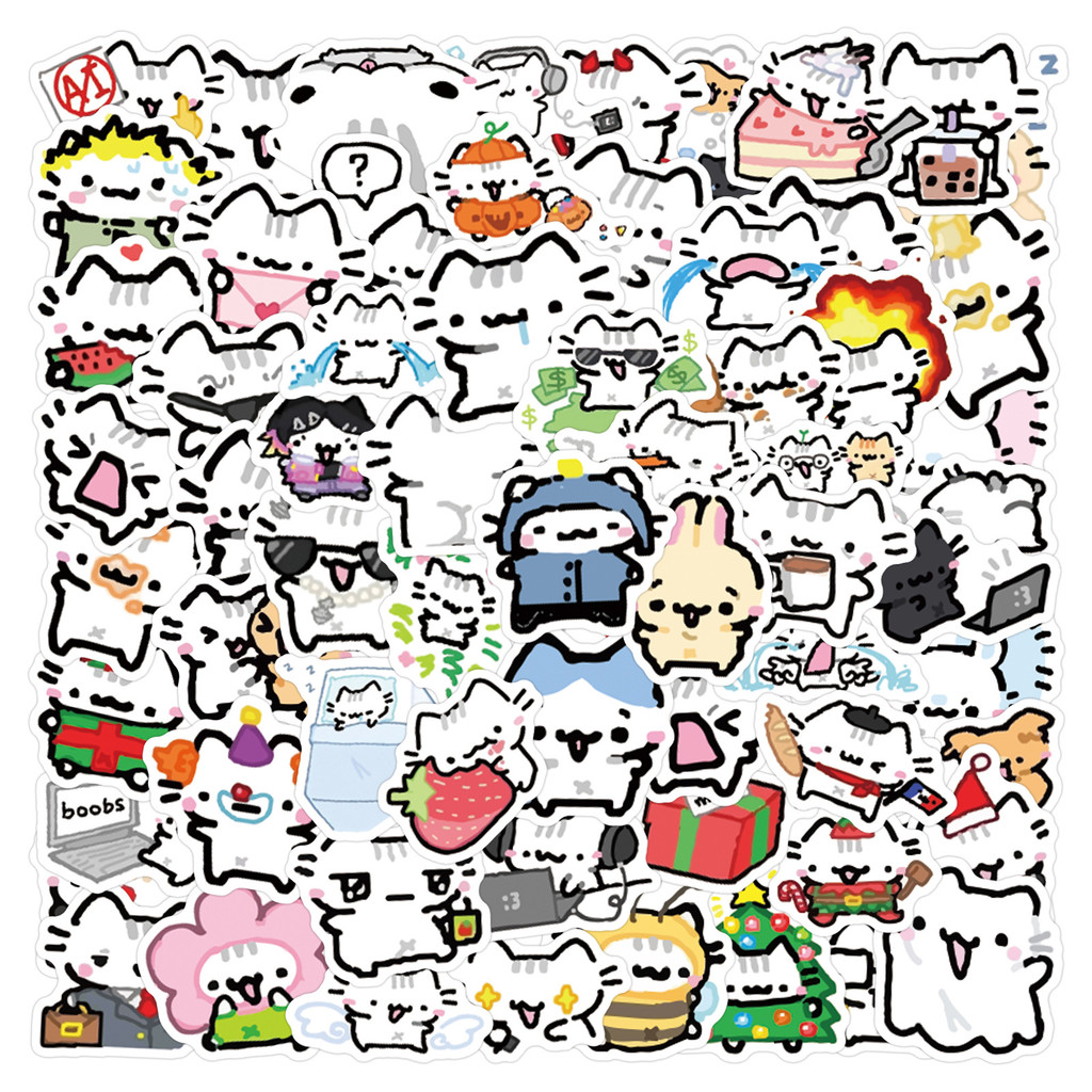 

90PCS Cartoon Basilleaf Cat Stickers DIY Stickers Scrapbooking Phone Luggage Skateboard Waterproof Decals