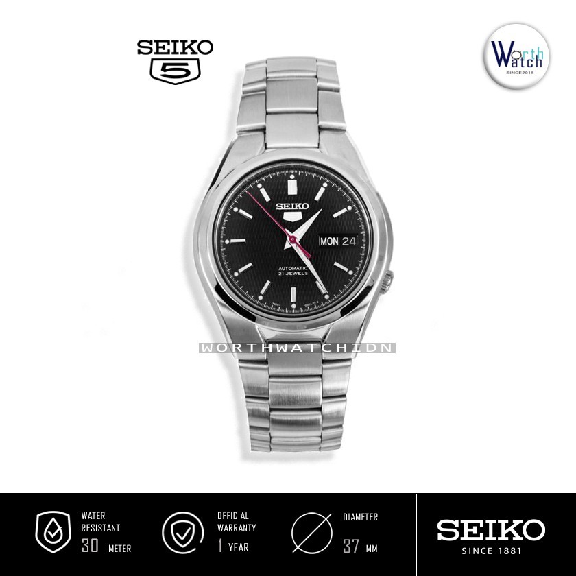 Jam Tangan Pria Otomatis Seiko 5 Men Automatic Black Stainless Steel Original SNK-607-K1