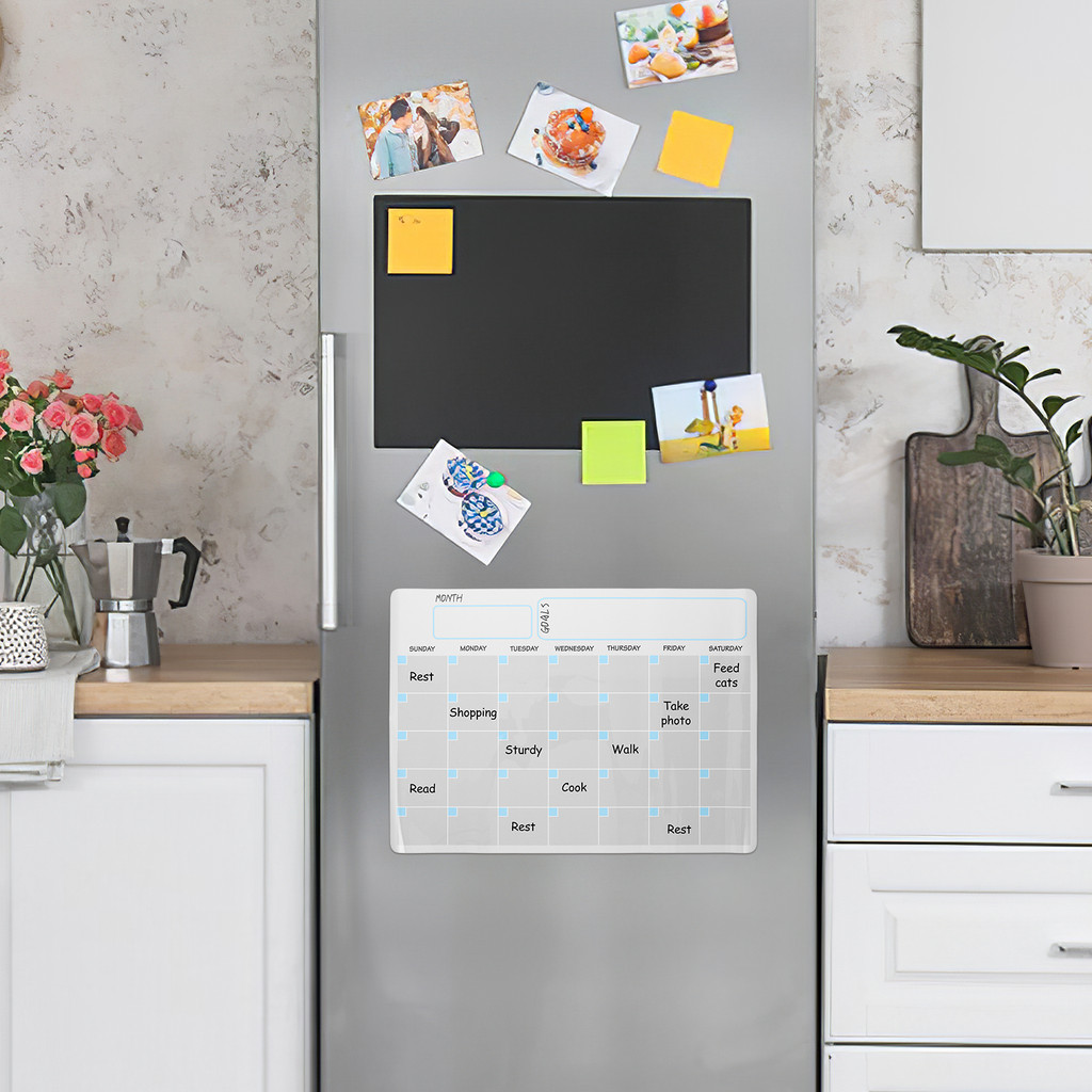 

Magnetic Message Board Fridge Calendar Kitchen Writing White 3 Sizes Reusable Stain Resistant Smooth Doodle Students Teachers
