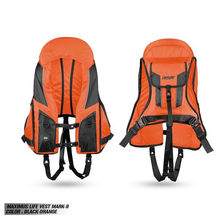 Life Jacket | Rompi Pelampung | Firecast Maximus vest - BLACK-ORANGE