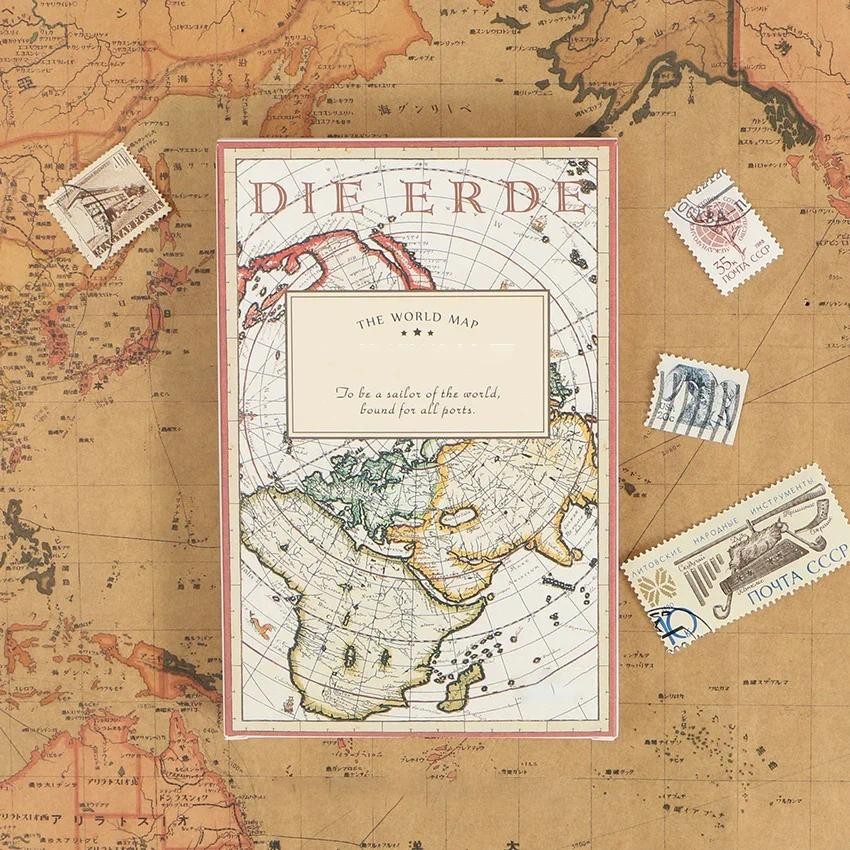 

30pcs Retro World Travel Map Postcard Writable Decoration Cards Journal Wall Sticker Photo Props Greeting Paper Stationery Gift