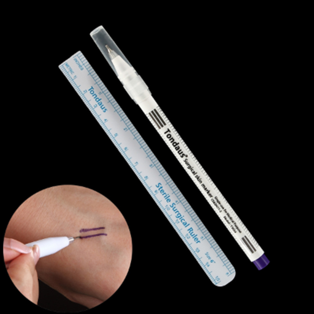 

New semi-Permanent Marker Surgical Skin Marker Pen Ruler Tool Tattoo Piercing Permanent Eyebrow Measure