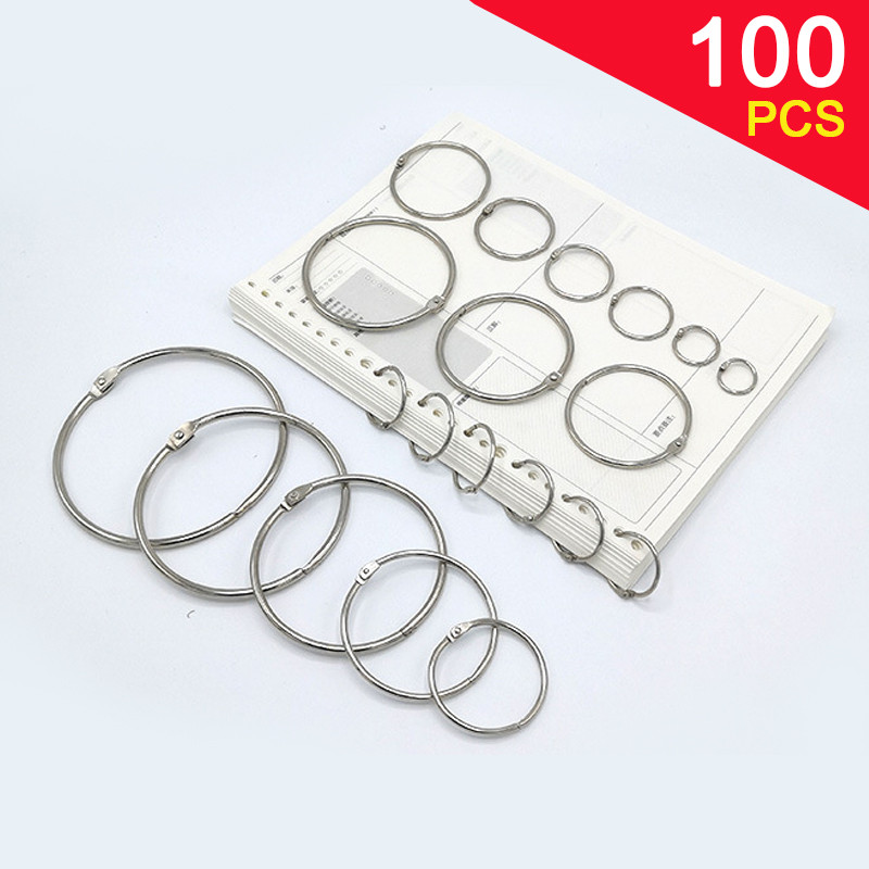 

100pcs Metal Ring Binder DIY Albums Circle Loose-leaf Book Hoops Opening Office Binding Supplies Photo Album 15/20/25/30/35/43mm