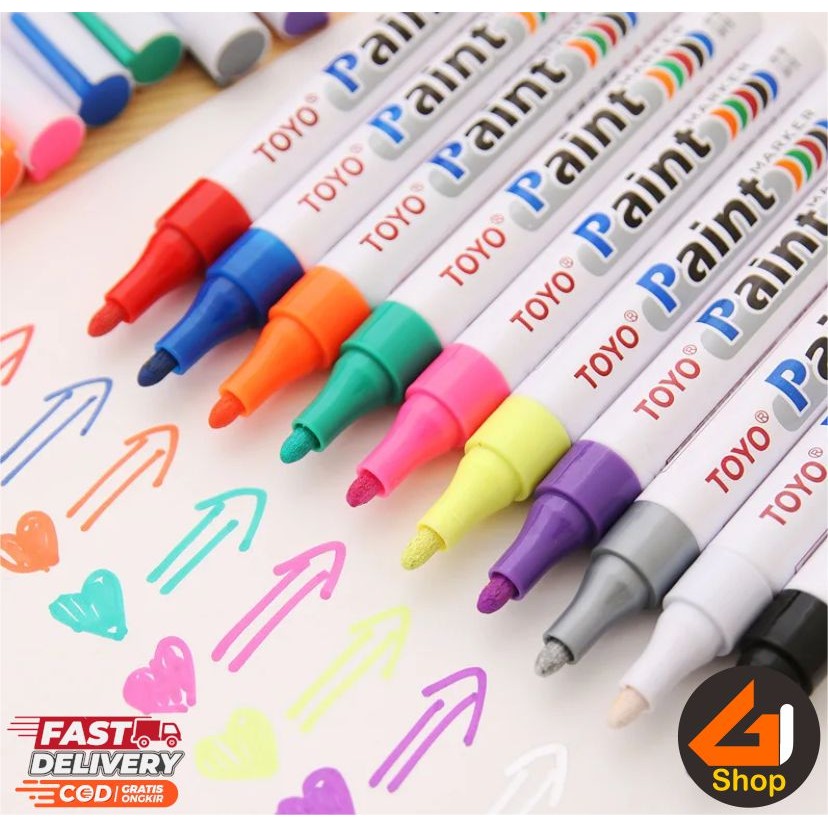 

Spidol Permanen TOYO untuk Ban Kaca Logam Karet Plastik Permanent Marker Tahan Air Anti Luntur