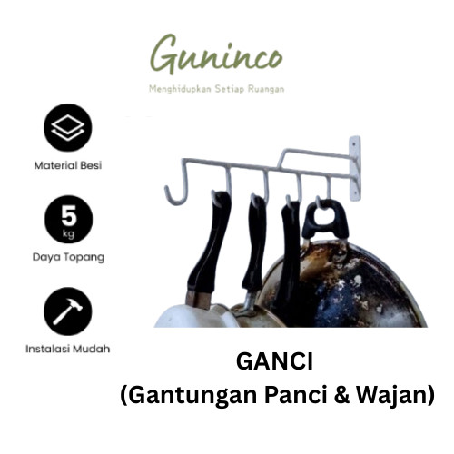 [Handcrafted] Rak Gantungan Panci & Wajan Dinding / Rak Gantung Wajan Penggorengan Ganci