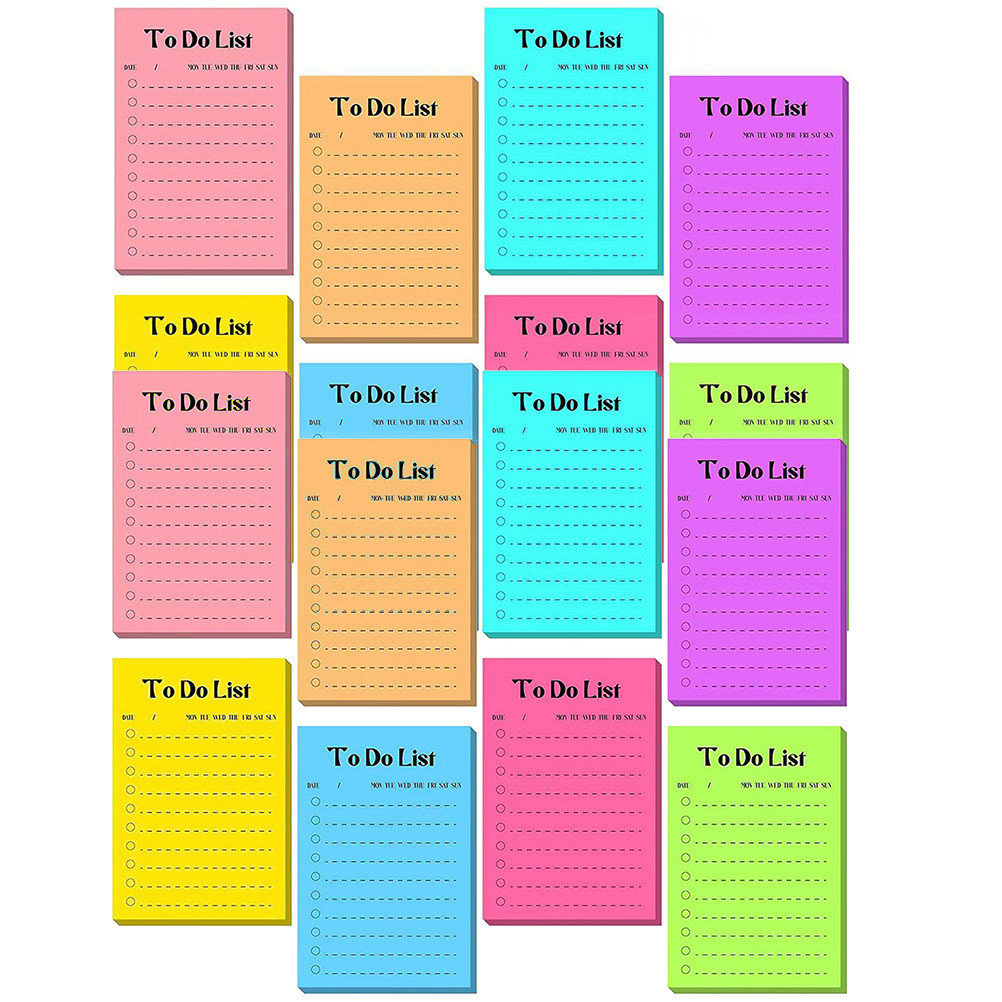 

16 Books Fluorescent Notes Office Pads Self-adhesive Cute Paper Colored Memo Stickers Self-stick