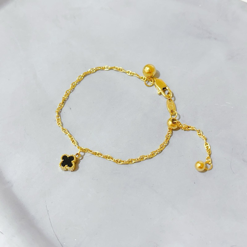 gelang serut 2kait clover jurai rantai cd kecil titanium wanita Rose Gold