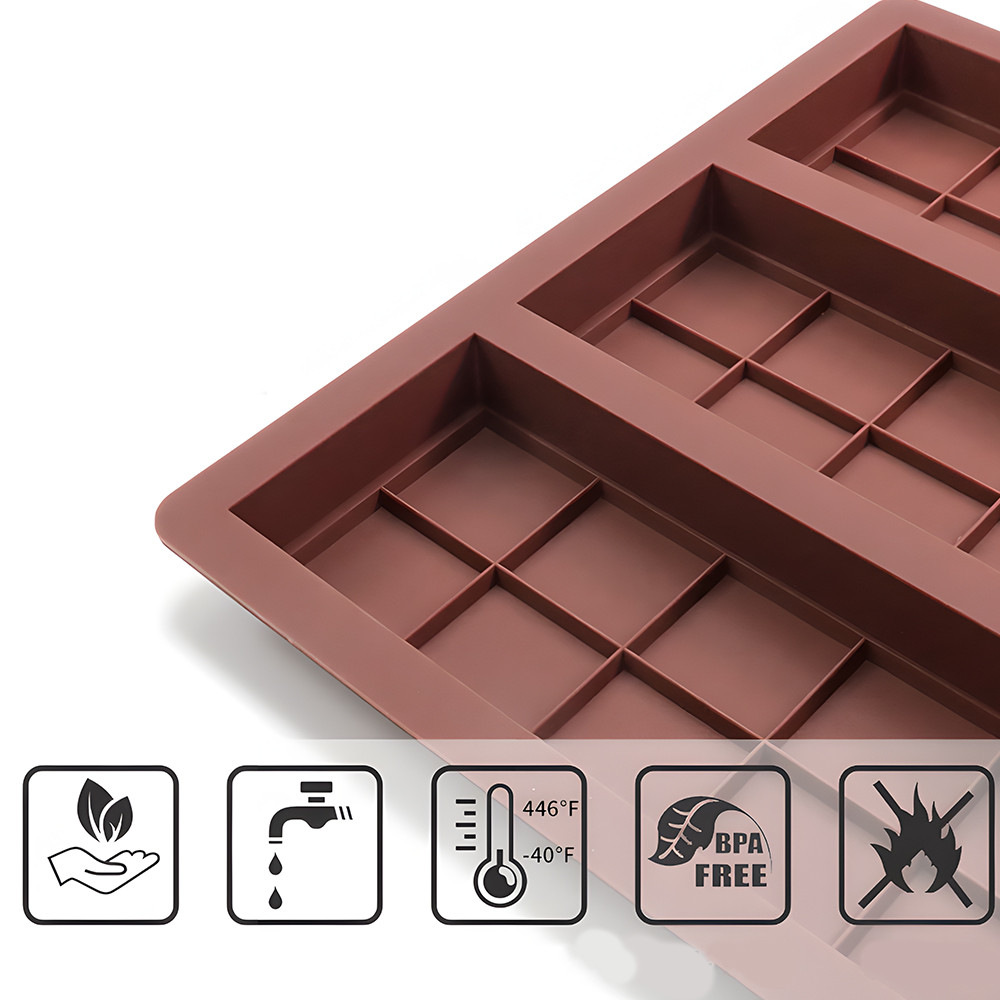 

Silicone Chocolate Molds, Durable & Eco-friendly for DIY Cake, Biscuit, Protein Bars, Wax Melting - Food Grade