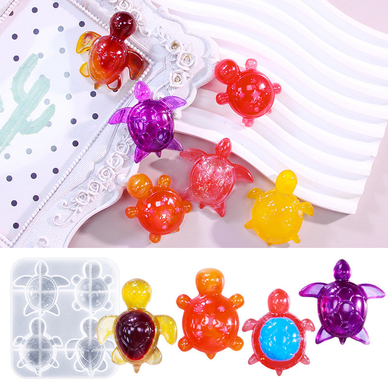 

4 Style Cute Sea Turtle Silicone Mold for Resin Ocean Theme Keychain & Pendant Charm DIY Craft (Back To School Gift)