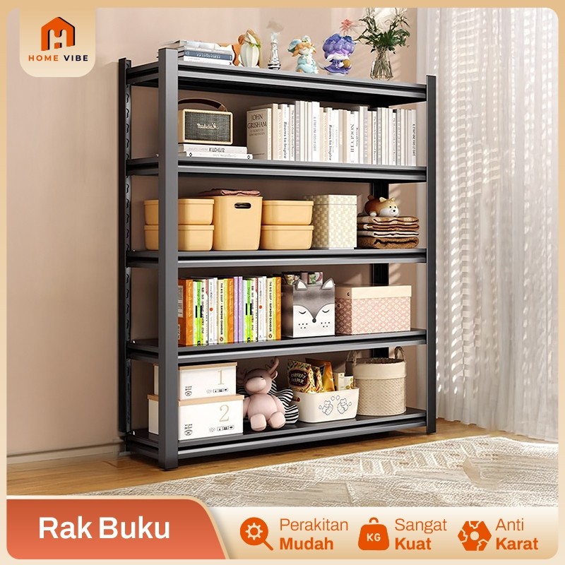 100% BESI Rak Buku Susun Besi Rak Buku Perpustakaan Rak Buku Ruang Belajar Besi Lemari Buku Anak