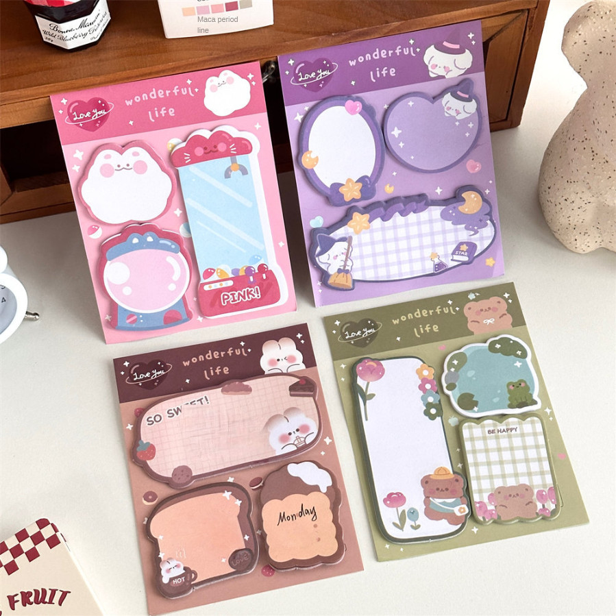 

Kawaii Cartoon Strawberry Rabbit Bear Sticky Notes Memo Pad Cute Message N Times Sticky Office Stationery Supply Journal Planner