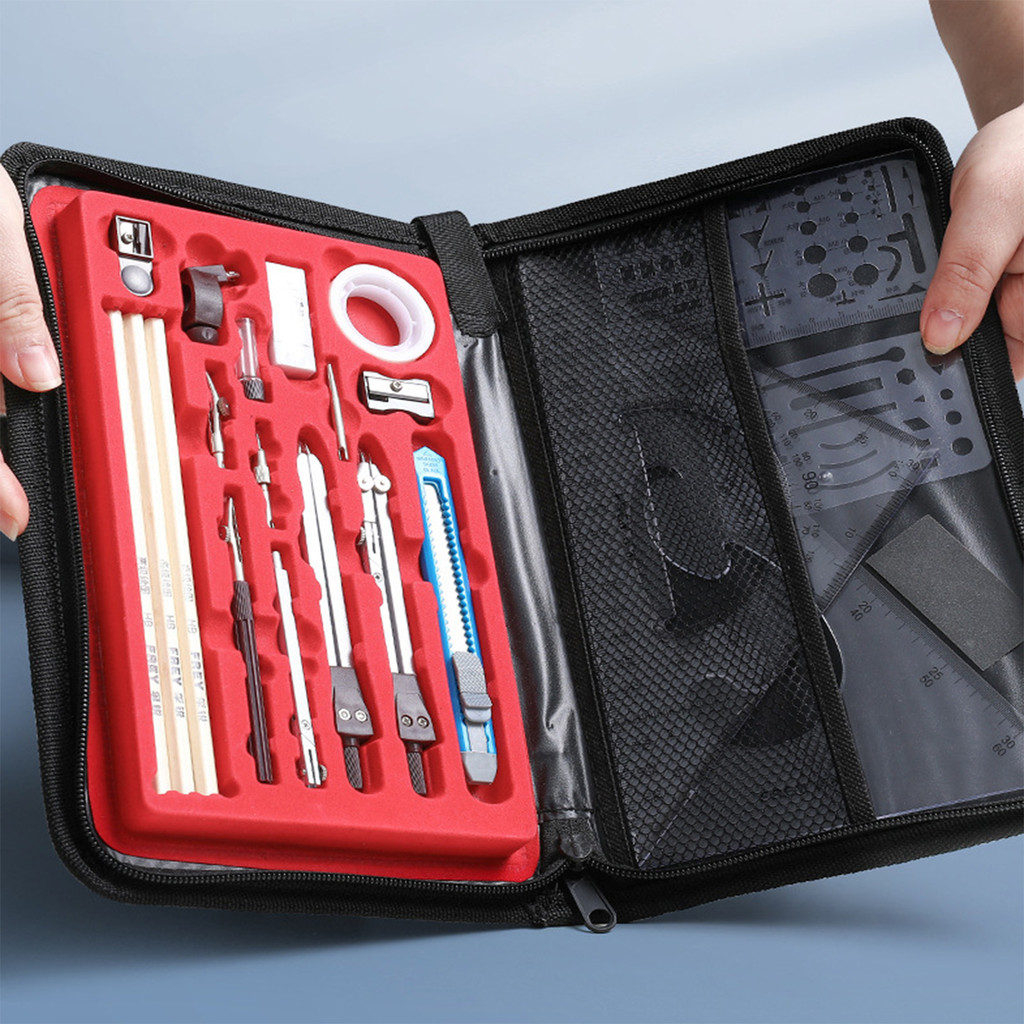

Professional Drawing Drafting Tool Compass and Ruler Set Student Engineer Measuring Instrument Kit Architectural Drafting Supply