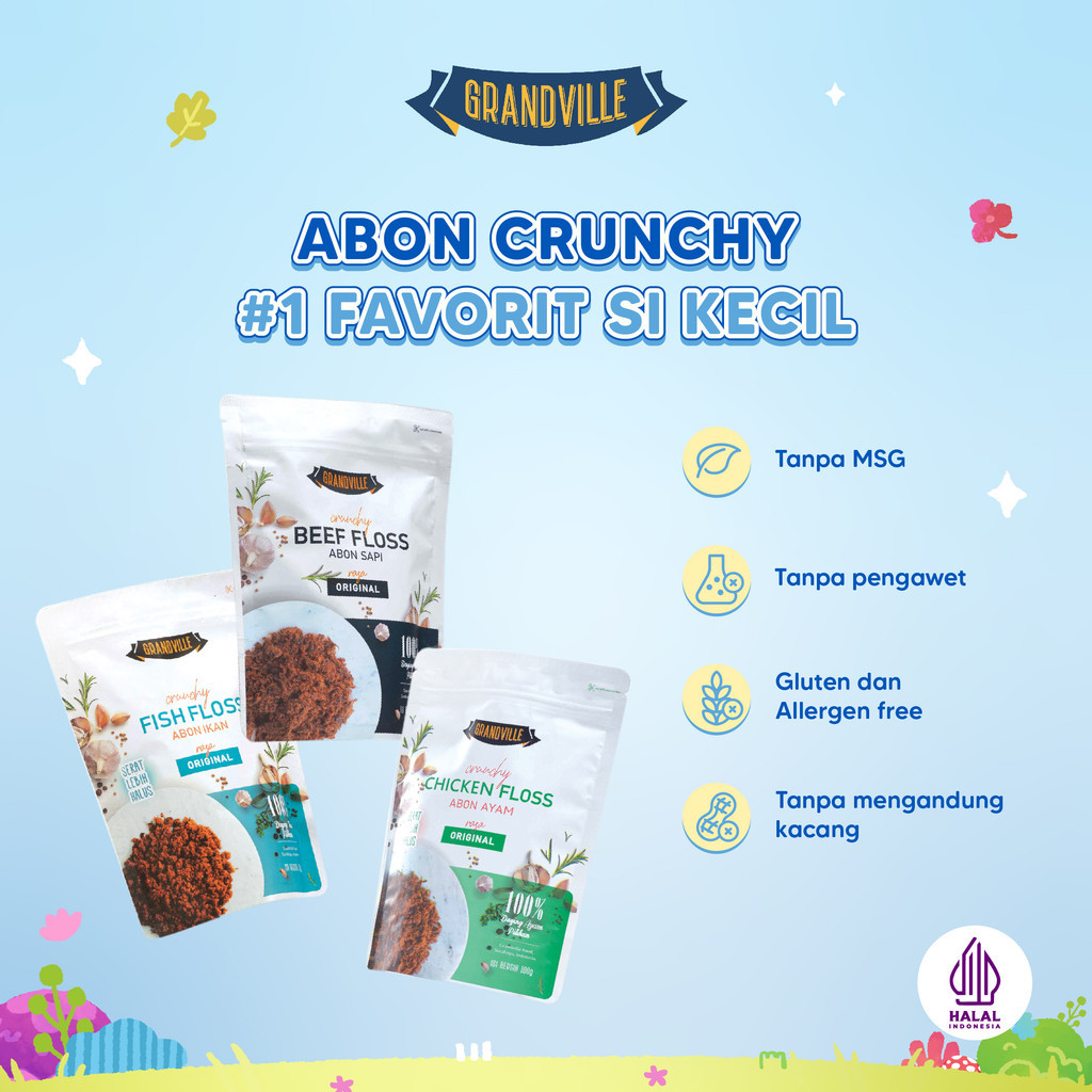 

GRANDVILLE Abon 100gr Anak MPASI | Ayam Sapi Ikan Non MSG Anak Bayi MPASI 6 8 bulan 1 2 3 Tahun Grandville ~BM