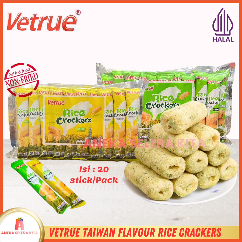 

New Vetrue Taiwan Flavour Rice Crackers Bentuk Stick Rasa Cheese & Vegetable Halal 200grPremium