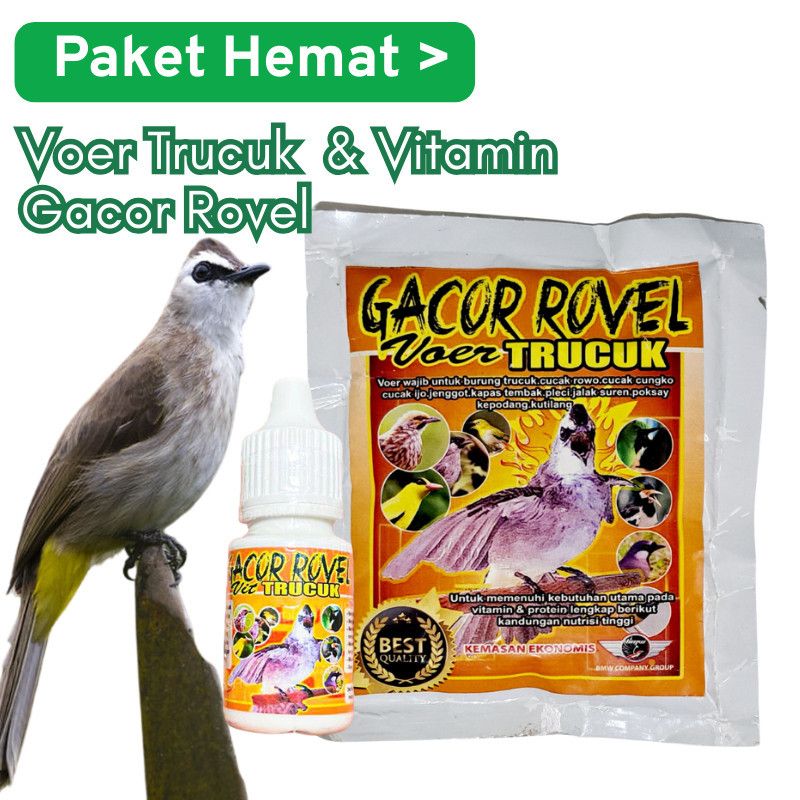Paket Hemat Voer Trucuk & Vitamin Gacor Rovel Pakan Dan Vitamin Penggacor Max