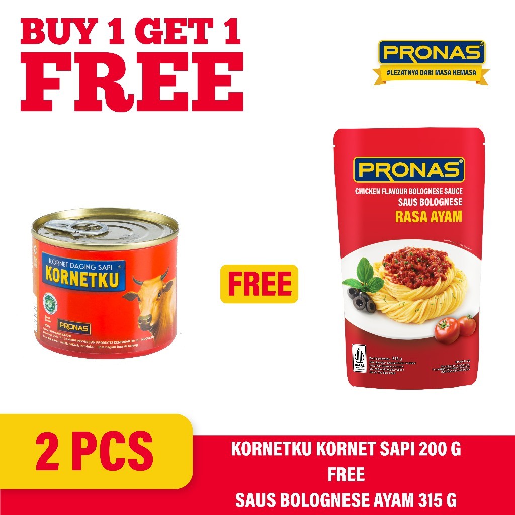 

New [BUY 1 GET 1] PRONAS Kornetku Kornet Sapi 200 g Free Saus Bolognese Ayam 315 gPremium