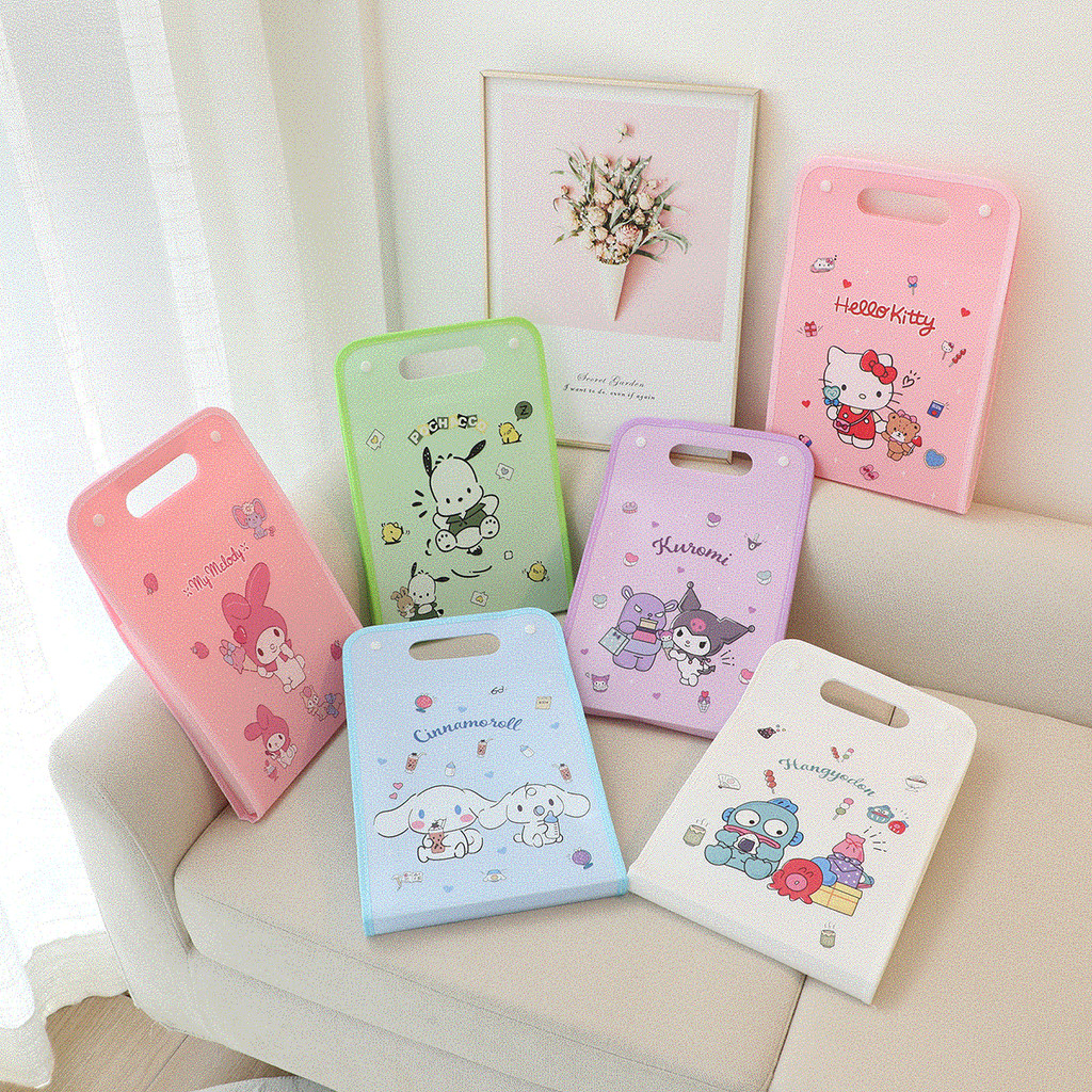 

( OTH1329 ) (KIDS) Tas handle map / dokumen keeper slot handle - sanrio kuromi melody cinnamoroll pochacco hangyodon - green hijau pink merah muda blue biru purple ungu