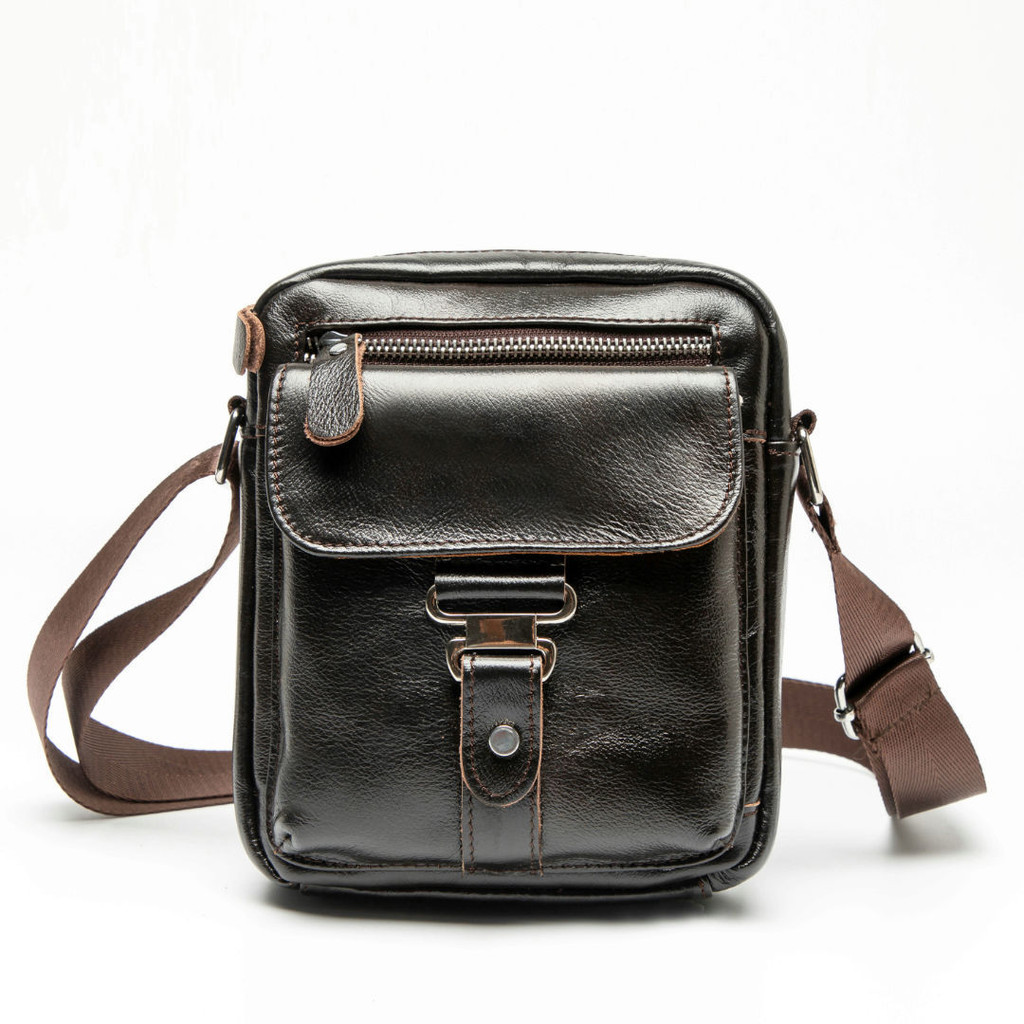 Genuine Cowhide Leather Men Shoulder Bags Fashion Man Side Bags Retro Man Crossbody Bags