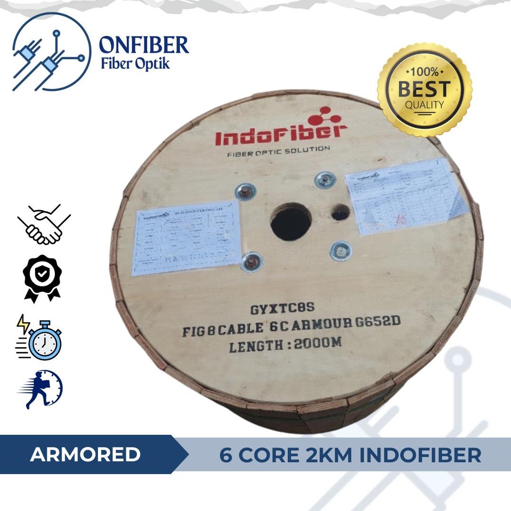 KU 6 Core Armored 2KM merk INDOFIBER - KU 6 Core Fig8 Armored INDOFIBER - Kabel Armor Fiber Optik