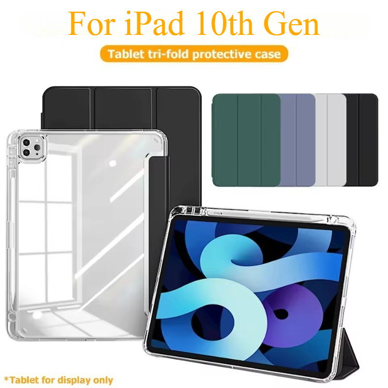 Folding Acrylic Case for iPad Gen7 Gen8 Gen9 10.2 11 Inch 2021 2020 2018  Air 4/5/6 10th Pro Multi-a