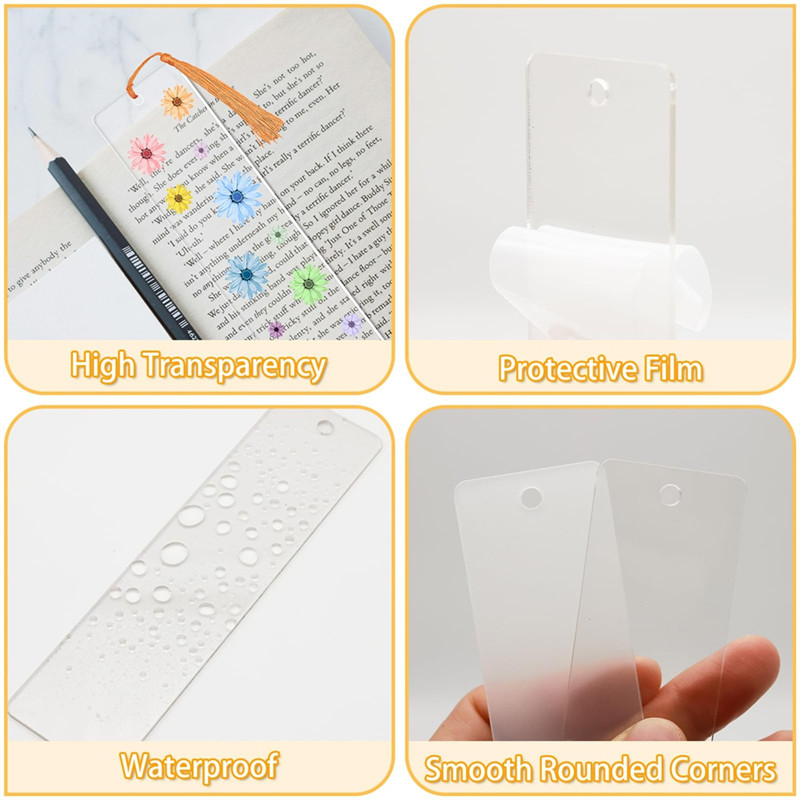 

ABLN-40PCS Acrylic Bookmarks Blanks With 40 PCS Colorful Tassels,DIY Clear Bookmark Bulk For Crafts Hanging Gift Tag