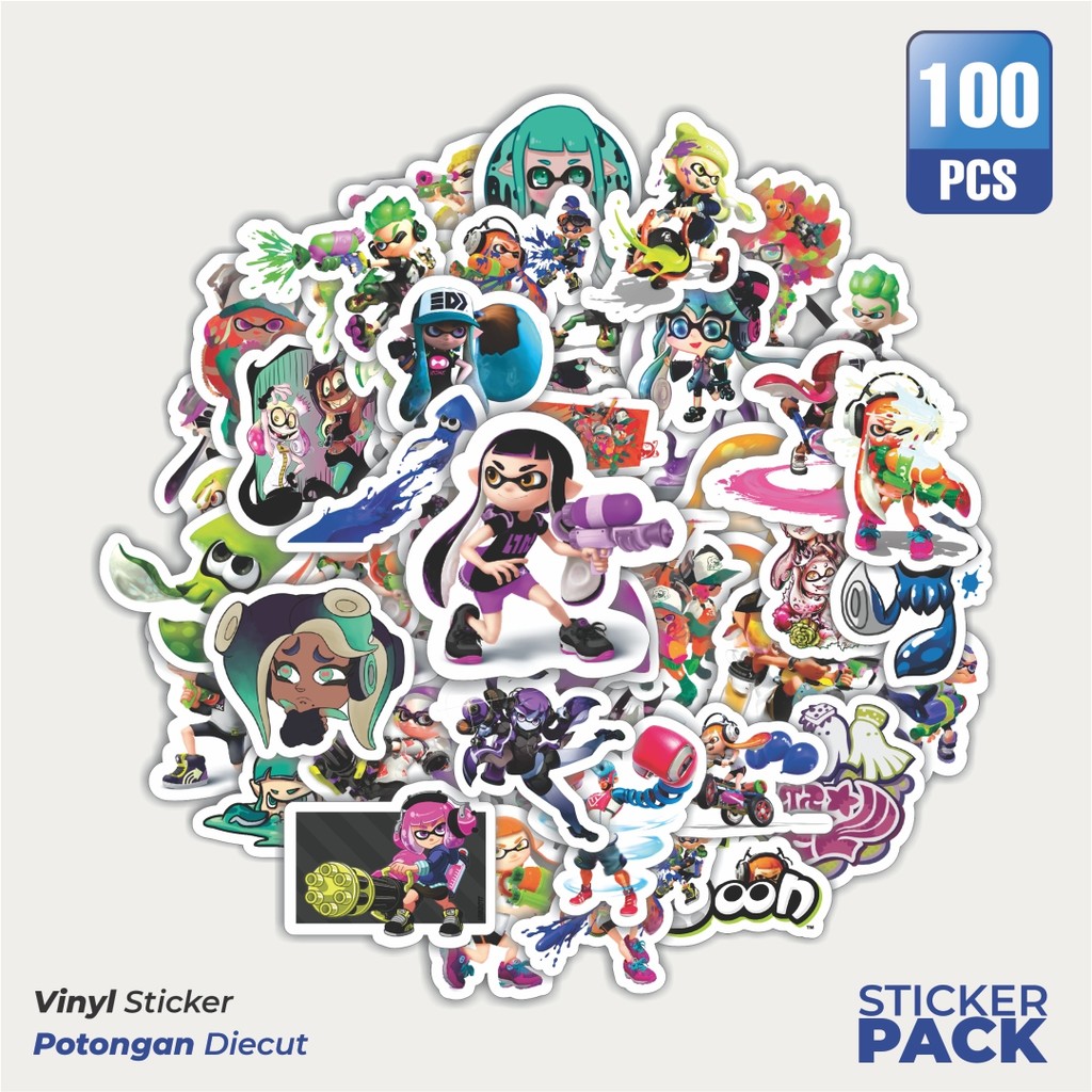 

100 PCS STIKER Stiker Game Series Splatoon Karakter Mix 5 Waterproof Aesthetic- Untuk Laptop, Motor, dan Helm - Paper Stationery Pack