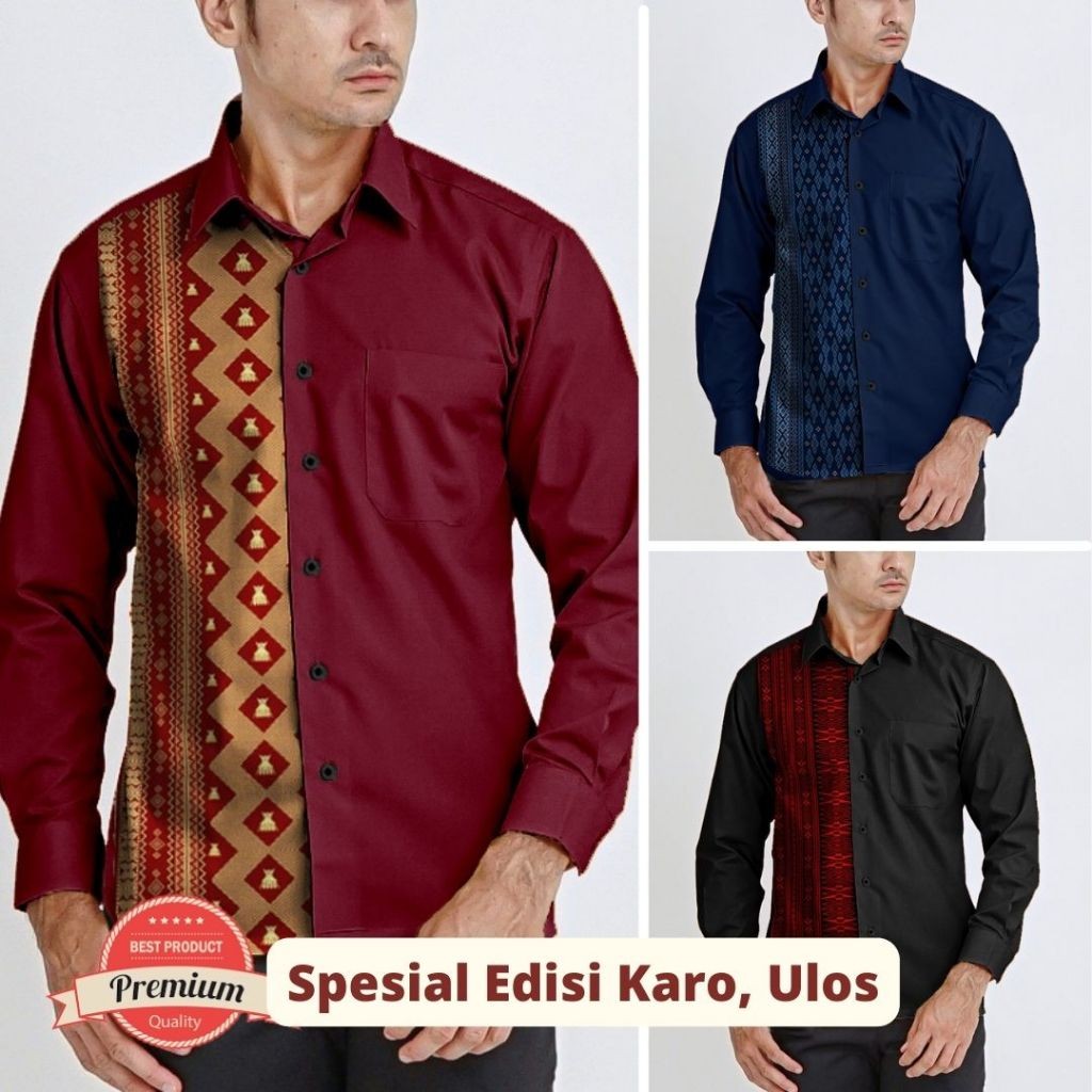 Angelaco | Batik Batak Pria | Batik Pria Lengan Pendek & Panjang Motif Karo & Ulos BK1