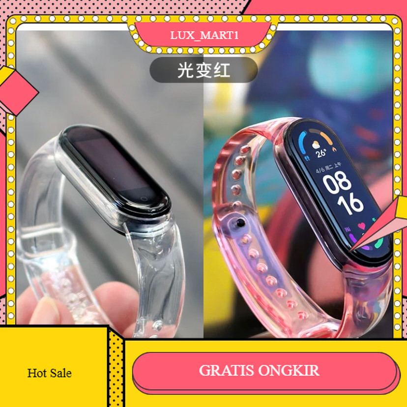 【LUX_M1】BISA COD Strap Xiaomi Mi Band 3 4 5 6 7 Transparan Bunglon Change Color Glacier Sport Band S