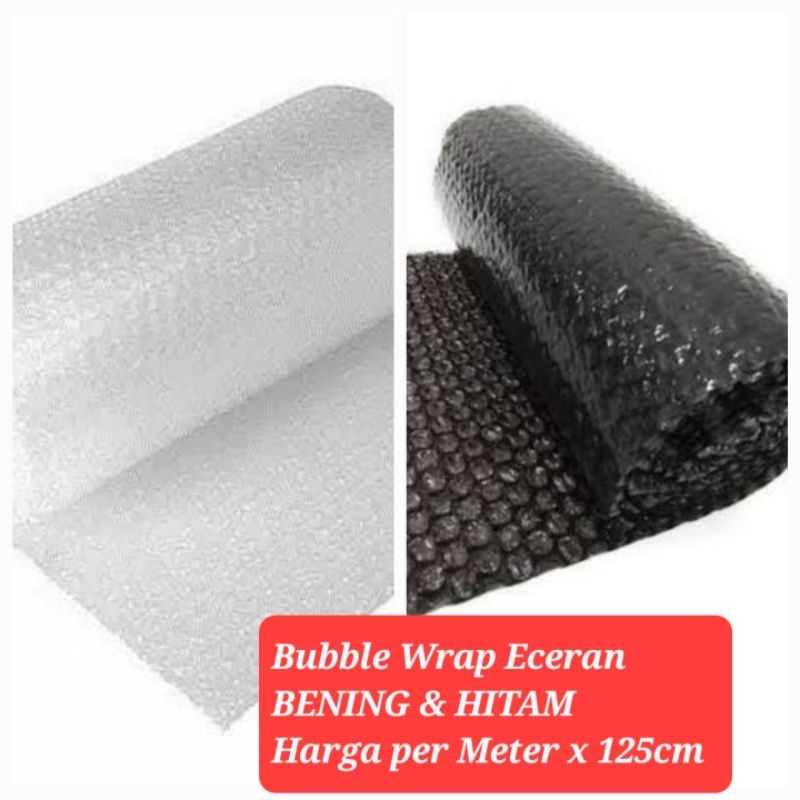 

Bubble Wrap Eceran 1.25 Meterx1 Meter Hitam & Bening / BubbleWrap Meteran x 125cm Khusus Area Madiun